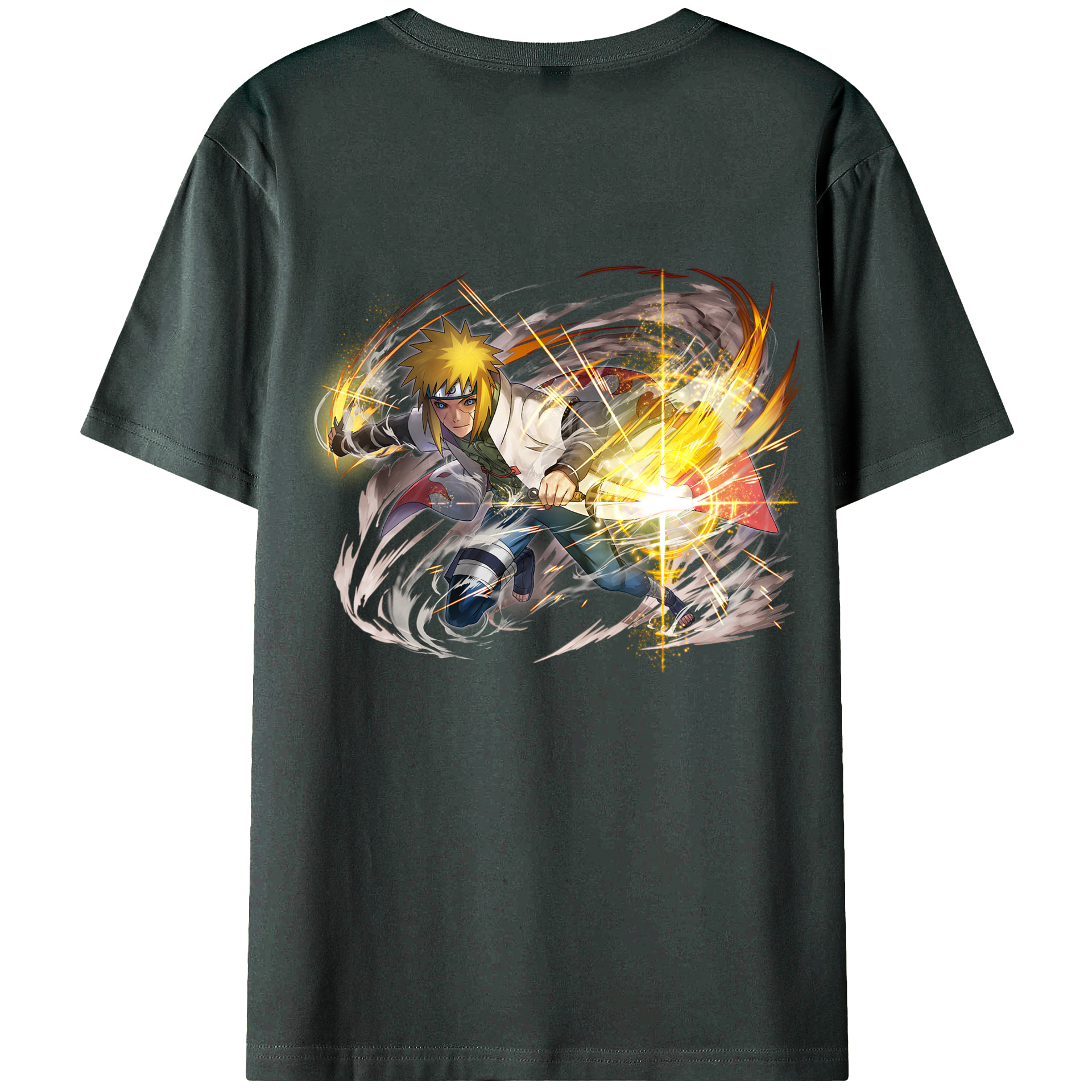 （画像用） NARUTO -ナルト- 波風 ミナト Namikaze Minato 綿100％ メンズ半袖Tシャツ（バックプリント） 通気性